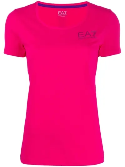 Ea7 Printed Logo T-shirt In Pink