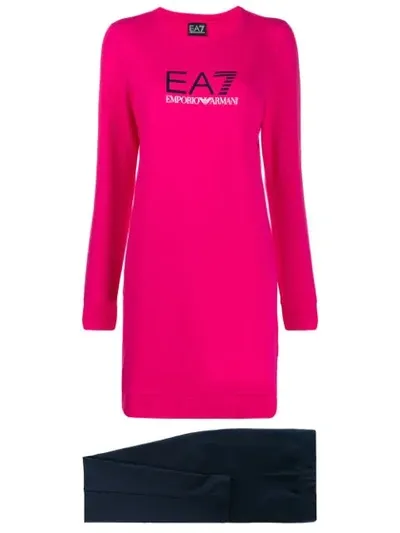 Ea7 Long Sleeve Logo Sweater In Pink