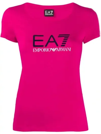 Ea7 Fitted Logo Print T-shirt In Pink