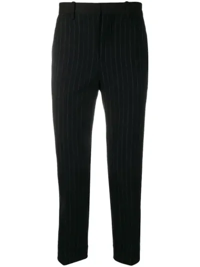 Neil Barrett Cropped Pinstriped Trousers In Black