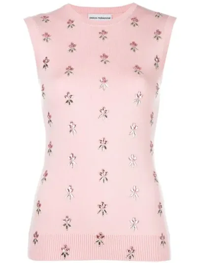 Rabanne Rhinestone-embellished Sleeveless Top In Pink