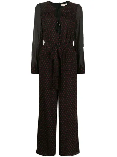 Michael Michael Kors Polka Dot Tassel Detail Jumpsuit In Black