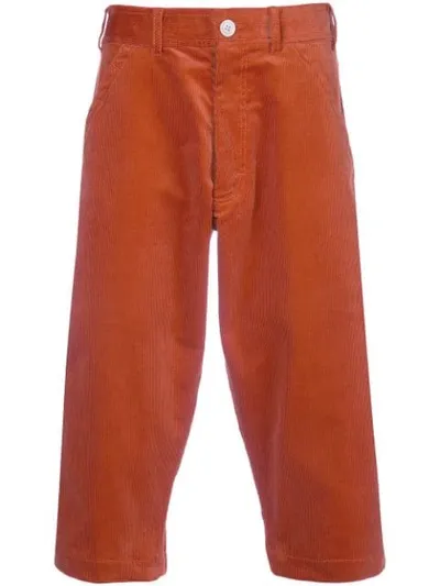 Comme Des Garçons Shirt Corduroy Capri Shorts In Orange