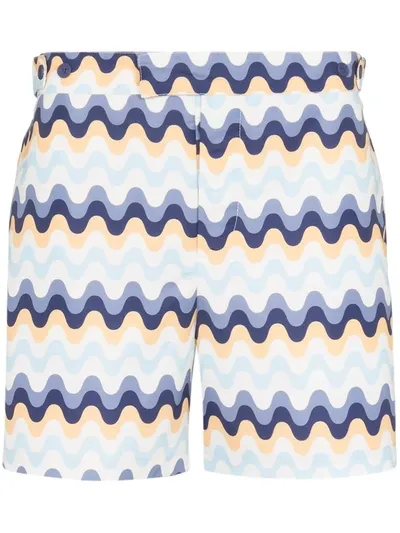 Frescobol Carioca Copacabana Wave Pattern Swim Shorts In Blue