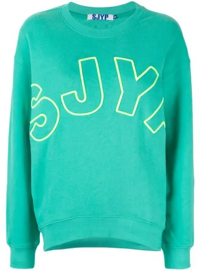 Sjyp Embroidered Logo Sweatshirt In Mint Mint