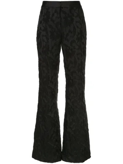 Alexis Floral-brocade Flared Trousers In Black