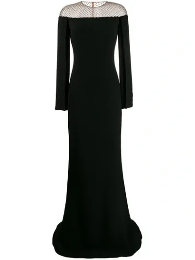 Stella Mccartney Oberon Crystal-mesh Split-sleeve Gown In Black