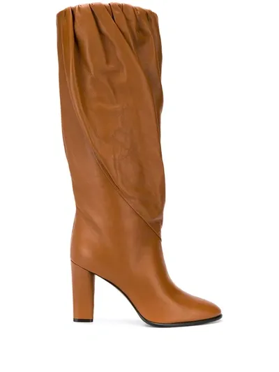 Givenchy Ruched Hem High Boots In Brown