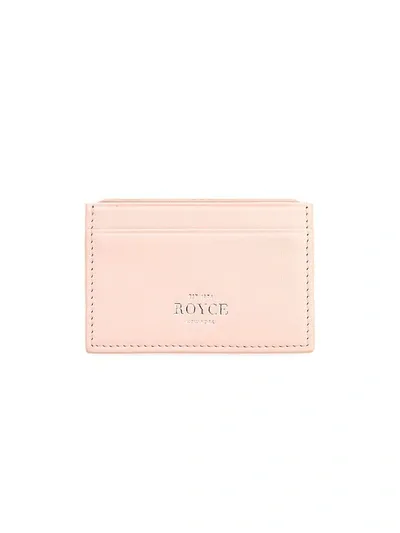 Royce New York Rfid-blocking Leather Card Case In Blush Pink