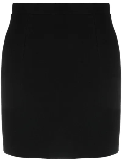 Alessandra Rich Plain Virgin-wool Miniskirt In Black