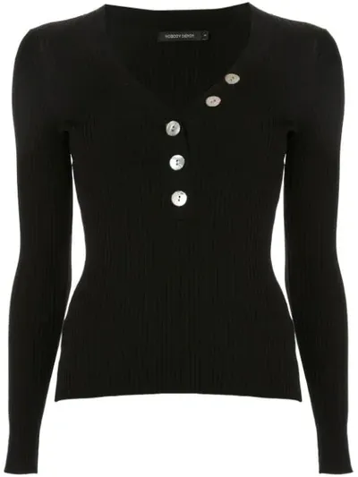 Nobody Denim Nolita Ribbed Long Sleeve Top In Black