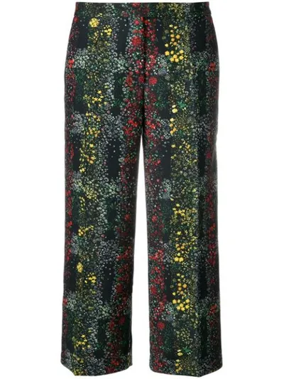 Marco De Vincenzo Floral-print Wide-leg Trousers In Black