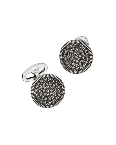 Jan Leslie Sterling Silver And Marcasite Coin-edge Cufflinks