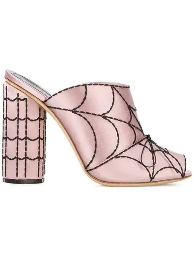 Marco De Vincenzo 100mm Spider Web Satin Sandals In Pink/purple