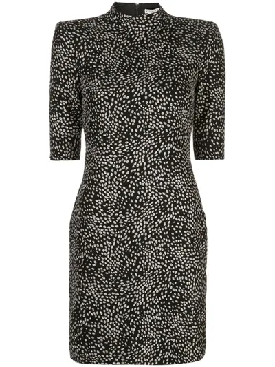 Alice And Olivia Inka Glittered Stretch-knit Mini Dress In Black/silv