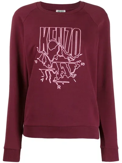 Kenzo Logo Embroidered Sweatshirt In 红色