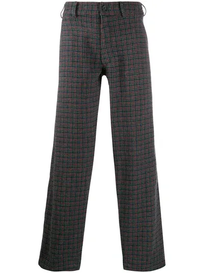 Comme Des Garçons Shirt Houndstooth Straight Trousers In Blue