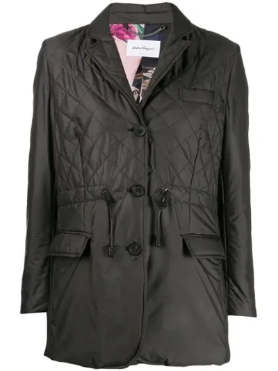 Ferragamo Quilted Drawstring Jacket In Black