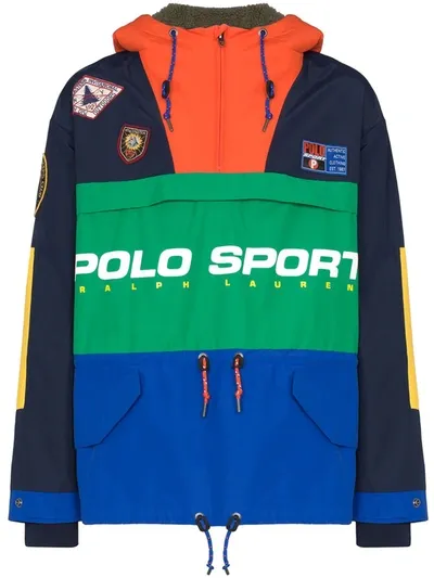 Polo Ralph Lauren Rudby Panelled Patch Detail Jacket In Blue