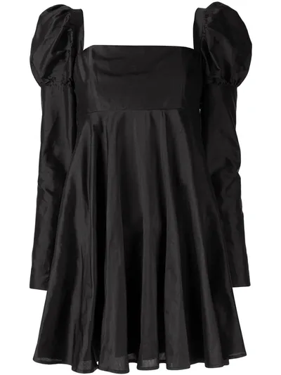 Macgraw Romantic Puff Sleeve Dress In Black