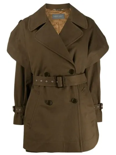 Alberta Ferretti Short Trench Coat In Green