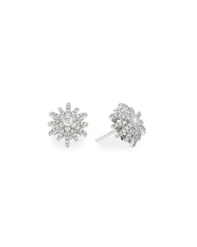 David Yurman Starburst 18k White Gold Diamond Pave Small Stud Earrings