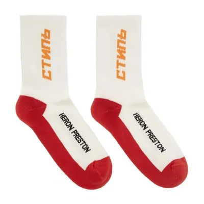 Heron Preston Стиль Intarsia Socks In Coral Red Orange