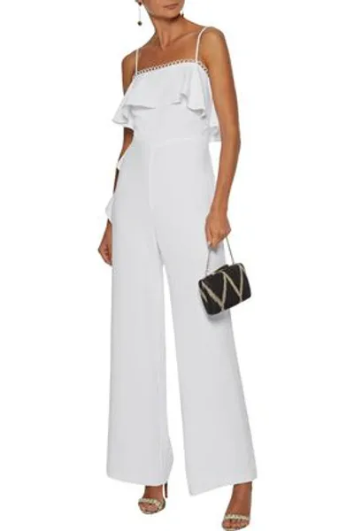 Monique Lhuillier Ruffled Crepe Jumpsuit In White