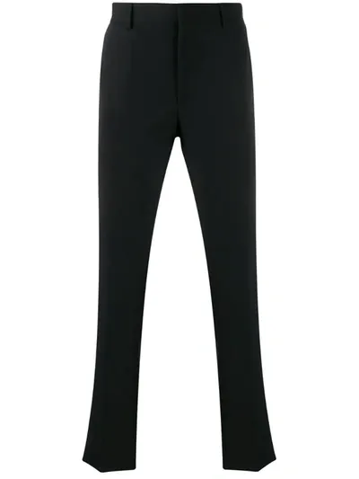 Fendi Logo Piping Skinny Tailored Trousers In Black