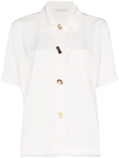 Rejina Pyo Olivia Mixed Buttons Shirt In White