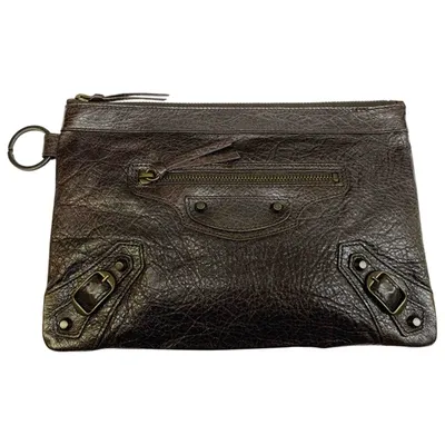 Pre-owned Balenciaga Leather Clutch Bag In Brown