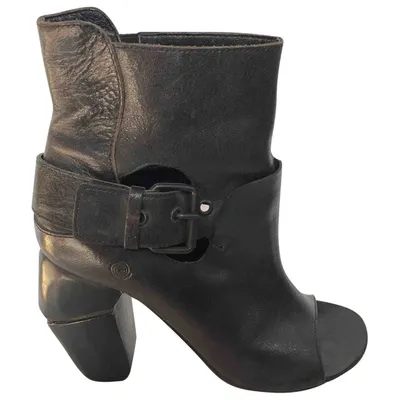 Pre-owned Marsèll Leather Open Toe Boots In Black