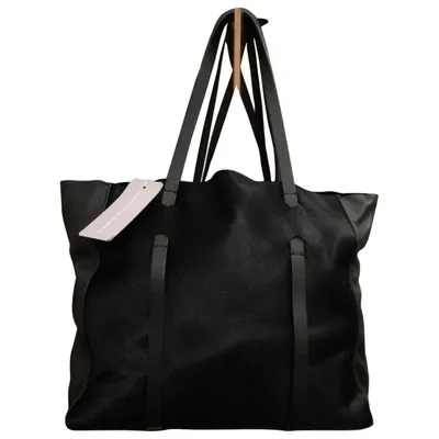 Pre-owned Fabio Rusconi Pony-style Calfskin Tote In Black