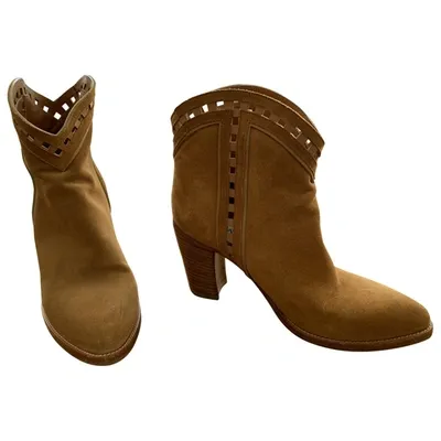 Pre-owned Sartore Ankle Boots In Camel