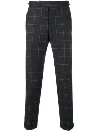 Thom Browne Windowpane Shadow Check Trouser In Grey