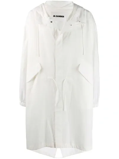 Jil Sander Oversized Hooded Parka In White