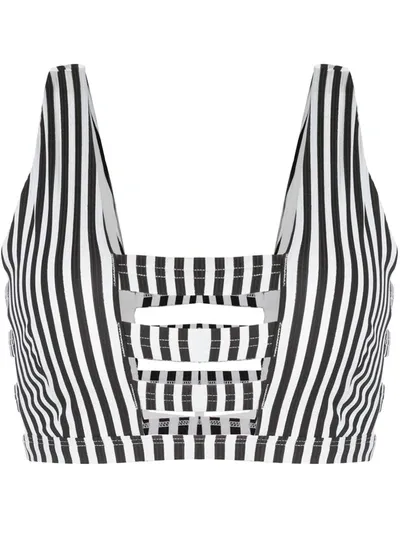 Onia Kiki Striped Cage Bikini Top In Black