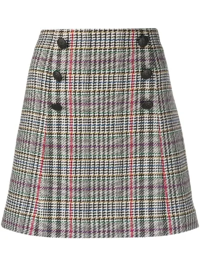 Veronica Beard Starck Double-breasted Plaid Mini Skirt In White