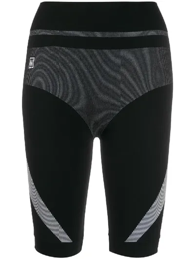 Wolford True Black Jersey Cycling Shorts In White And Black