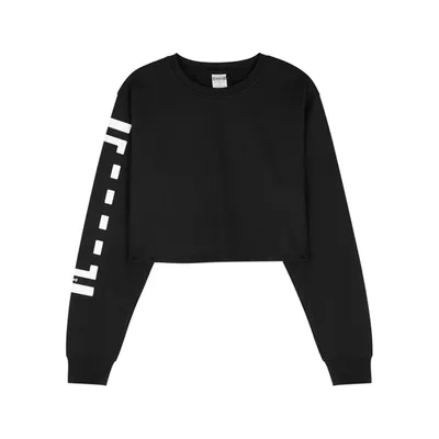 Wolford Black Logo Cropped Jersey Sweatshirt In Black And White