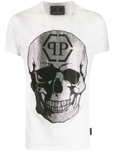 Philipp Plein Crystal Skull Logo T-shirt In White