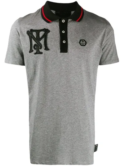 Philipp Plein Scarface Print Polo Shirt In Grey