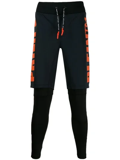 Philipp Plein Layered Fitted Leggings In Blue