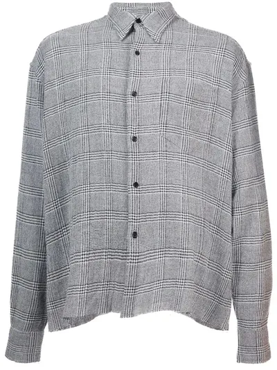 Cmmn Swdn Plaid Print Shirt In Grey