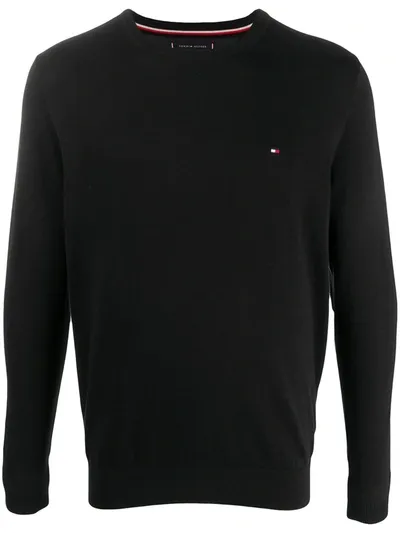 Tommy Hilfiger Round-neck Pullover Black Cotton Man