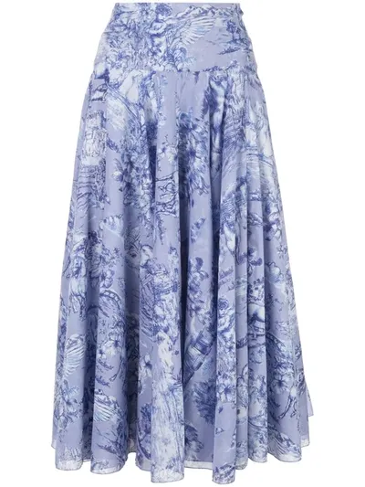 Samantha Sung Printed A-line Skirt In Blue