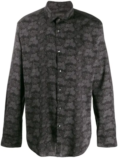 John Varvatos Floral Long-sleeve Shirt In Black