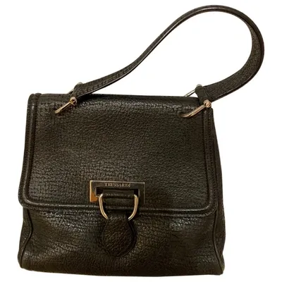 Pre-owned Trussardi Leather Handbag In Black