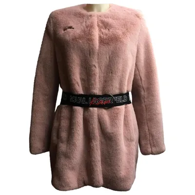 Pre-owned Karl Lagerfeld Faux Fur Coat In Pink