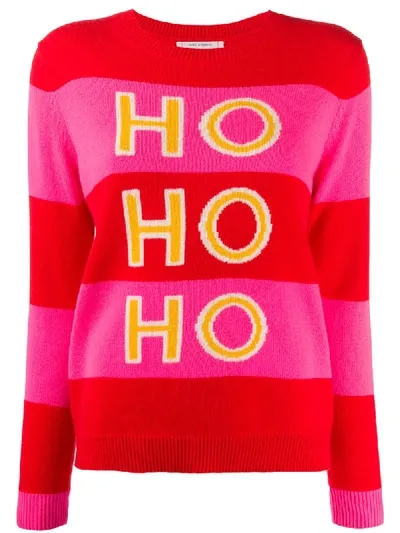 Chinti & Parker Ho Ho Ho Striped Wool-cashmere Holiday Sweater In Red